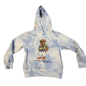 Ralph Lauren Tie-Dye-Print Polo Bear Fleece Hoodie Size M (10-12)